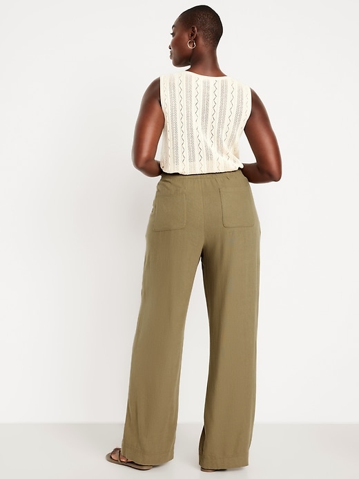 Image number 6 showing, High-Waisted Linen-Blend Wide-Leg Pants