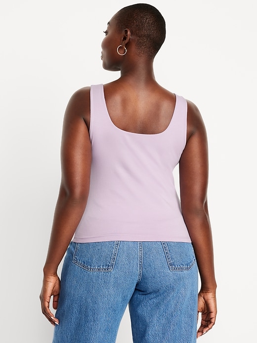 Image number 5 showing, Fitted Double-Layer Scoop-Neck Tank Top