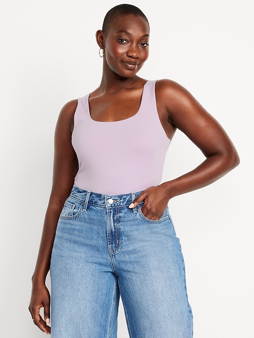 Image number 4 showing, Fitted Double-Layer Scoop-Neck Tank Top