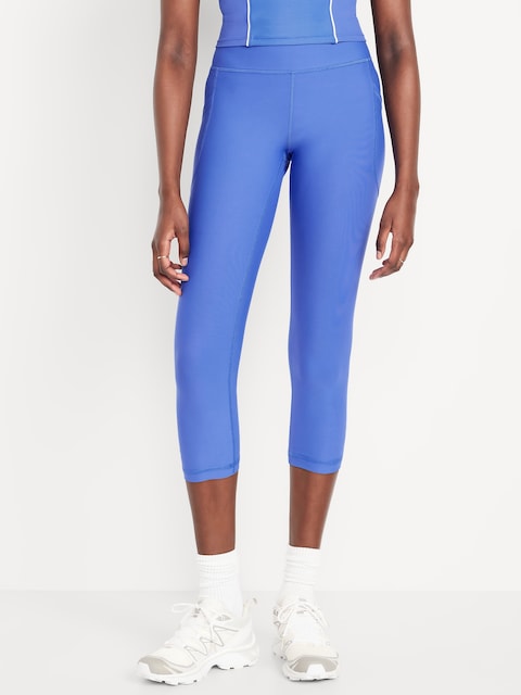 High-Waisted PowerSoft Crop Pocket Leggings - Crayon Blue
