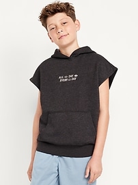 Image number 1 showing, Oversized Fleece Graphic Muscle Hoodie for Boys