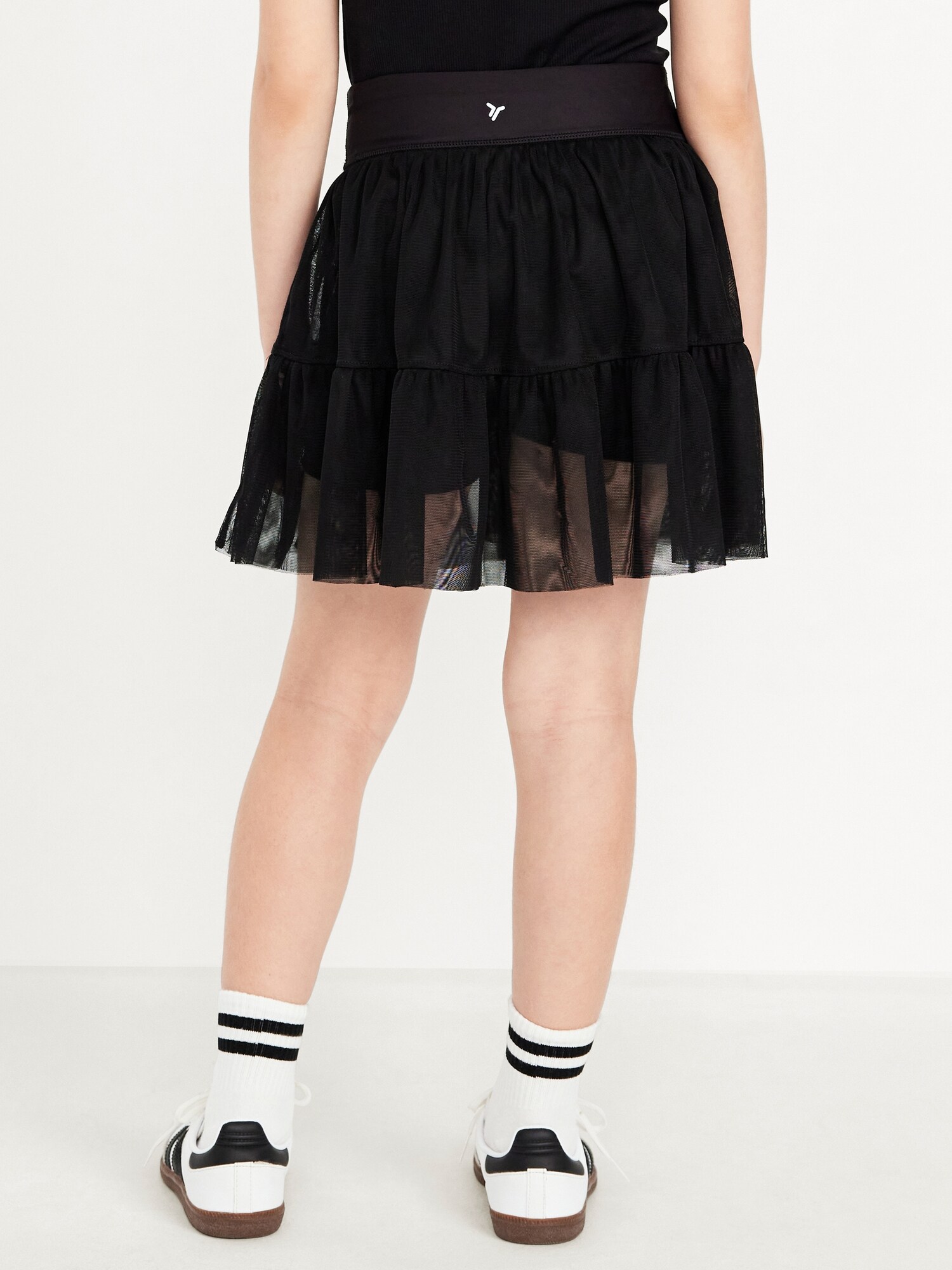 Юбка-шорты Old Navy High-Waisted PowerSoft Tutu Skort для девочек, цвет: Светлый чёрный меланжевый — фото 2