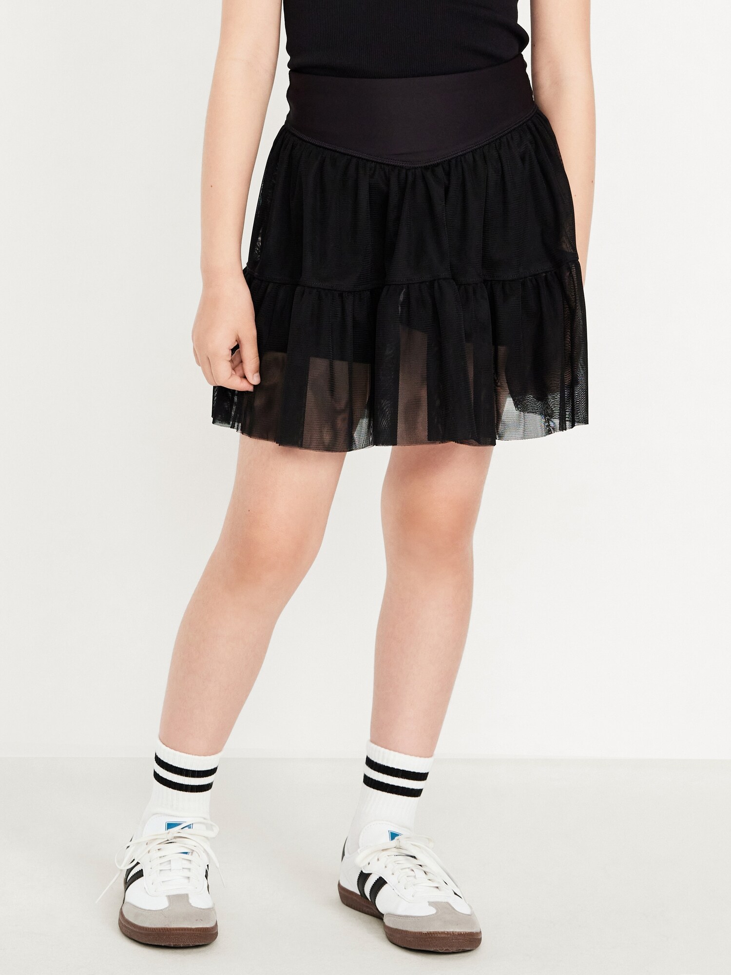 Юбка-шорты Old Navy High-Waisted PowerSoft Tutu Skort для девочек, цвет: Светлый чёрный меланжевый — фото 3