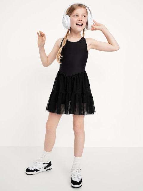 PowerSoft Sleeveless Tutu Athletic Dress for Girls - Light Black Heather