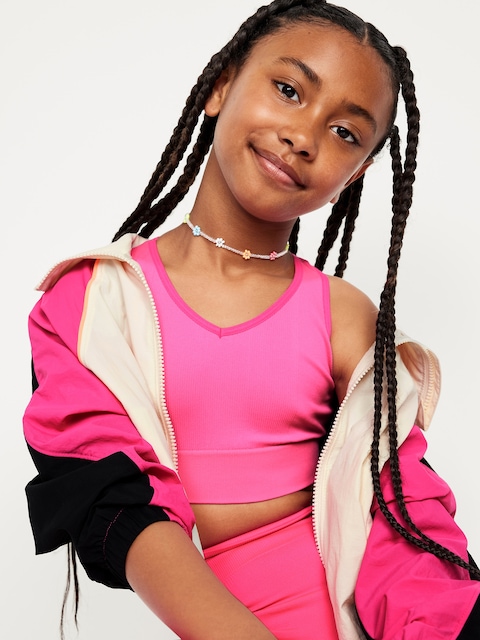 Fitted Seamless Performance Bra for Girls - Cyber Pink Neon