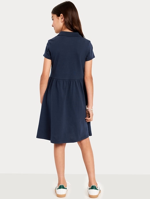 Image number 2 showing, School Uniform Fit and Flare Pique Polo Dress for Girls