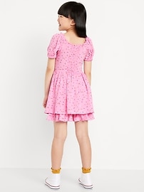 Image number 2 showing, Printed Puff-Sleeve Smocked Dress for Girls