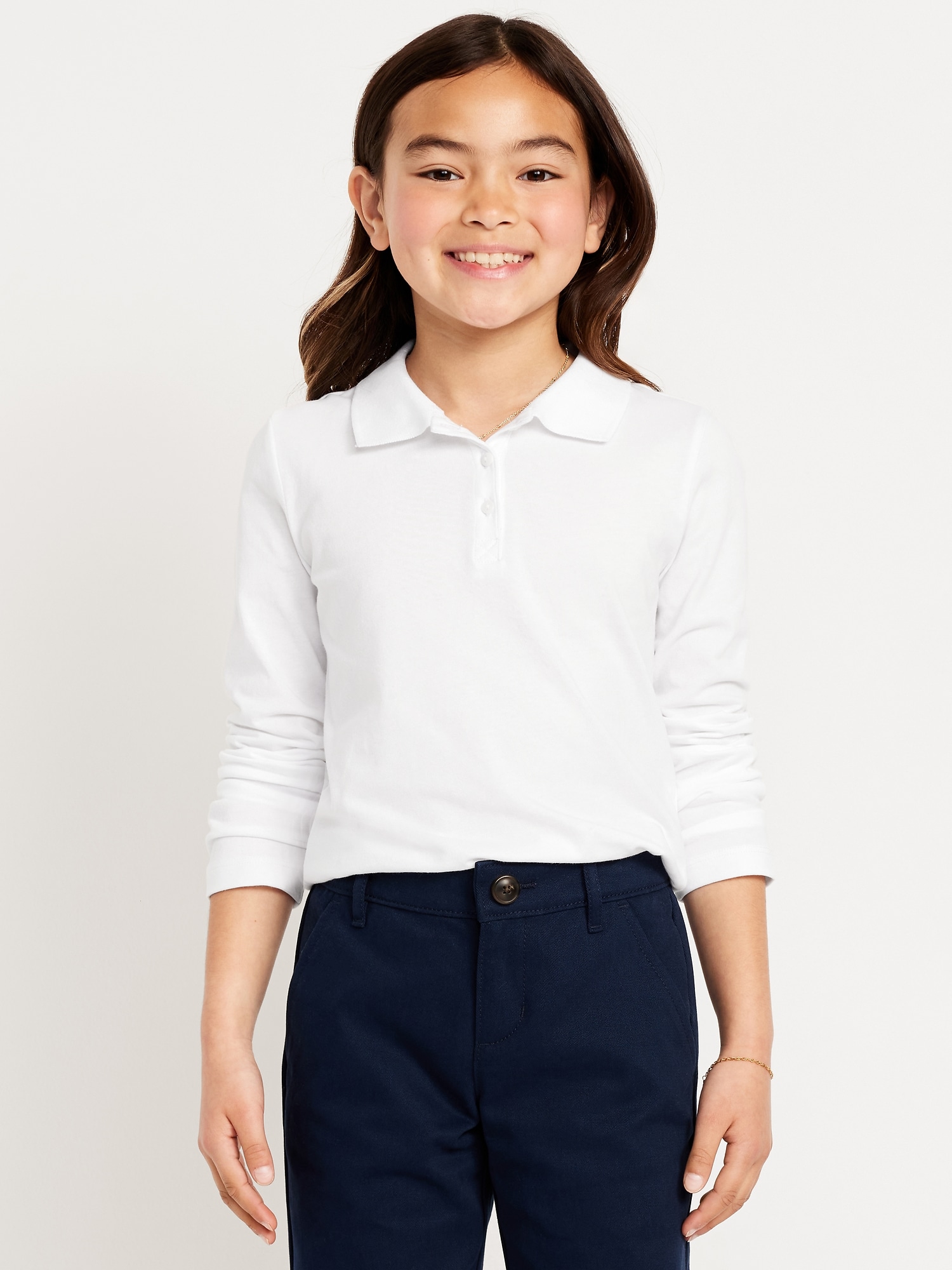 School Uniform Jersey-Knit Polo Shirt for Girls