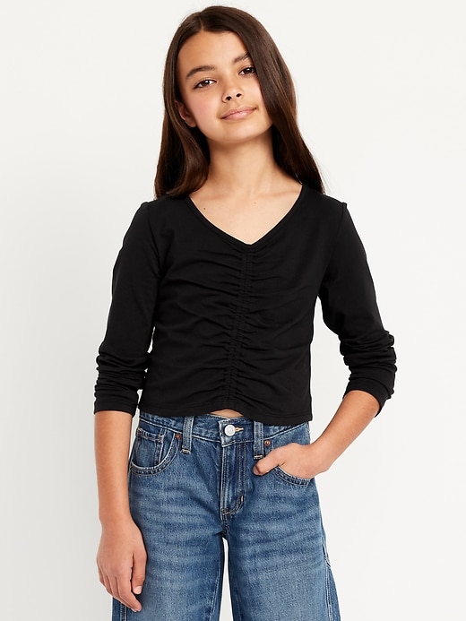 Image number 1 showing, Fitted Long-Sleeve Ruched Top for Girls