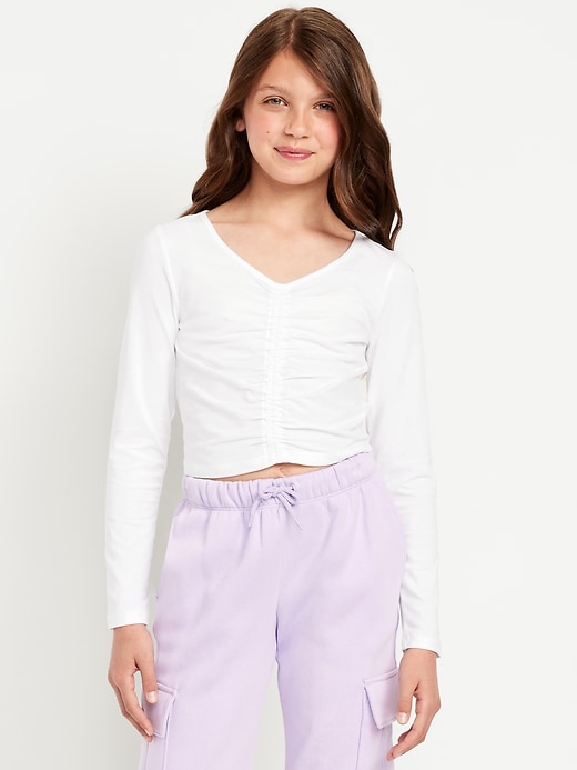 Image number 1 showing, Fitted Long-Sleeve Ruched Top for Girls