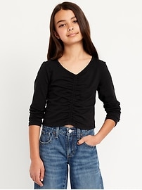 Image number 1 showing, Fitted Long-Sleeve Ruched Top for Girls