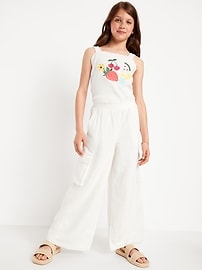 Image number 3 showing, Double-Weave Wide-Leg Cargo Pants for Girls