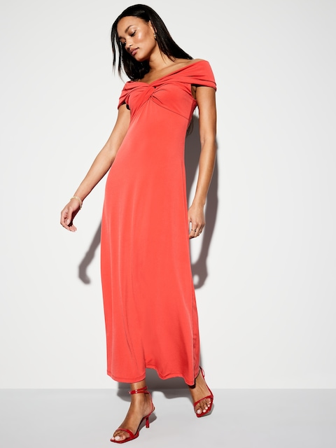 The Occasion by Old Navy Off-Shoulder Maxi Dress - Bright Coral