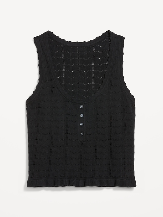 Image number 3 showing, Sleeveless Pointelle Cropped Henley Top