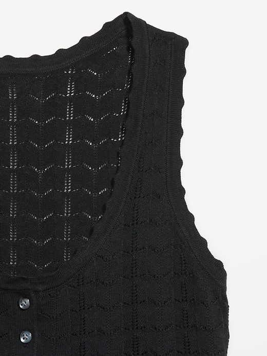 Image number 4 showing, Sleeveless Pointelle Cropped Henley Top