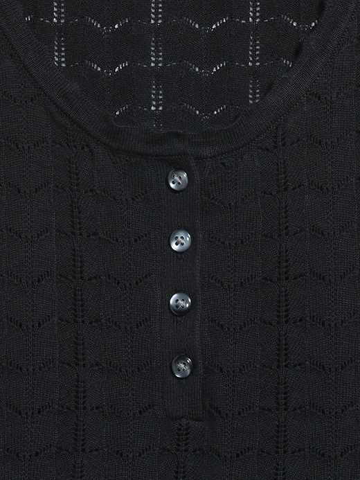 Image number 5 showing, Sleeveless Pointelle Cropped Henley Top