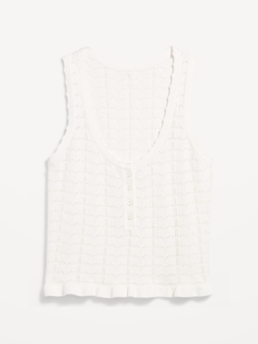 Image number 4 showing, Sleeveless Pointelle Cropped Henley Top