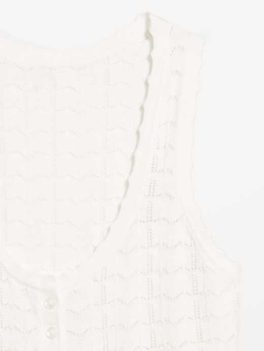 Image number 6 showing, Sleeveless Pointelle Cropped Henley Top