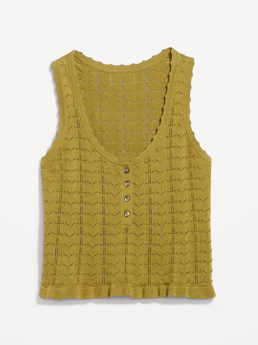 Image number 3 showing, Sleeveless Pointelle Cropped Henley Top