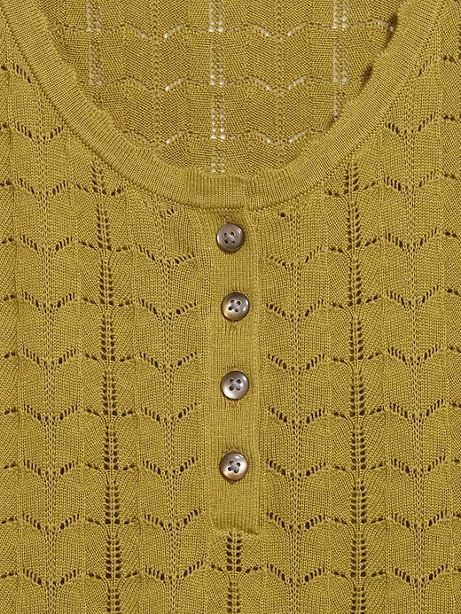 Image number 4 showing, Sleeveless Pointelle Cropped Henley Top