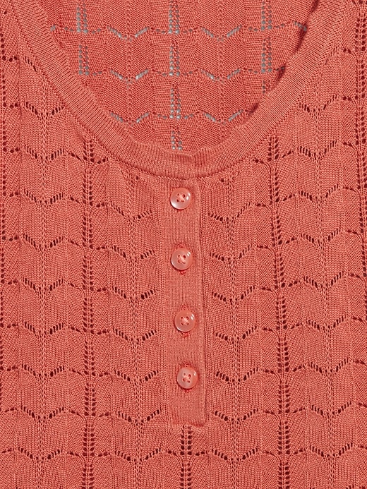 Image number 6 showing, Sleeveless Pointelle Cropped Henley Top