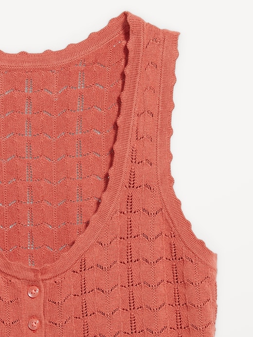 Image number 5 showing, Sleeveless Pointelle Cropped Henley Top