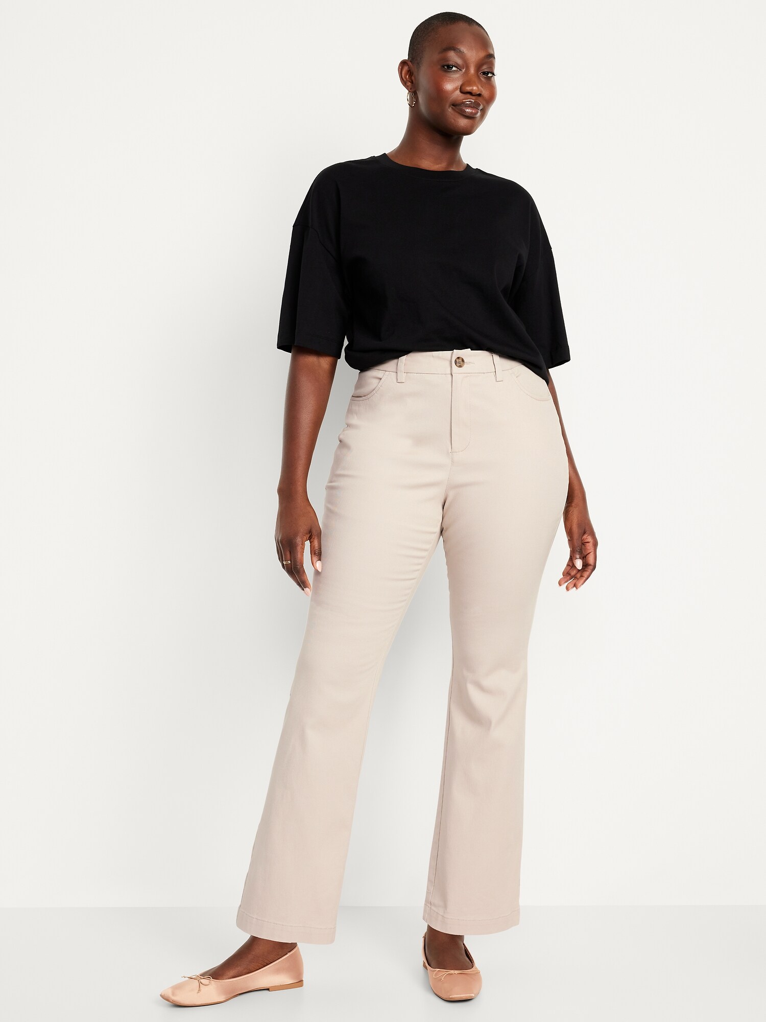 Женские брюки Old Navy High-Waisted Uniform Boot-Cut, цвет: Серо-бежевый — фото 6