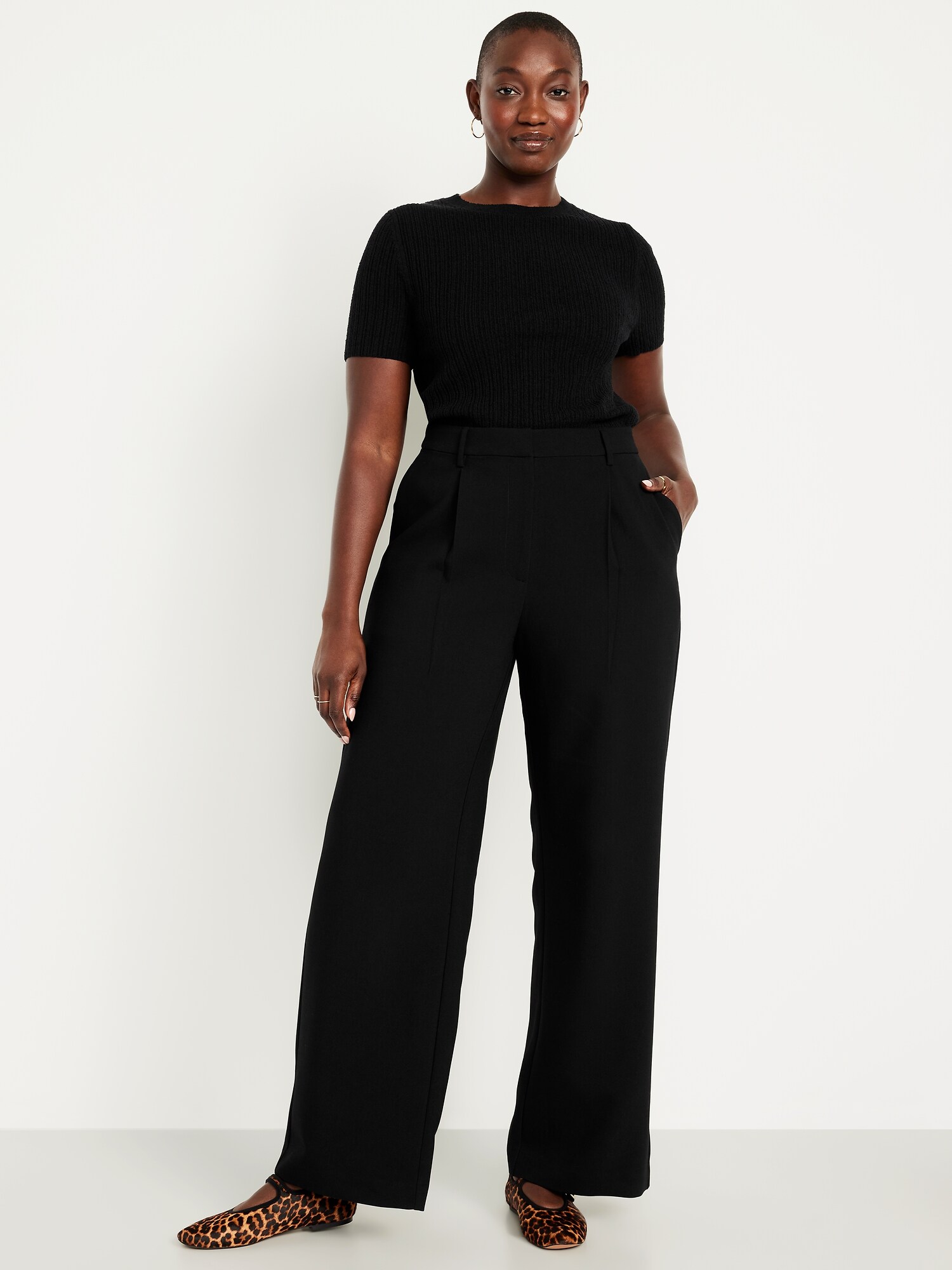 Женские брюки Old Navy Extra High-Waisted Taylor Wide-Leg Trouser, цвет: Чёрный — фото 6