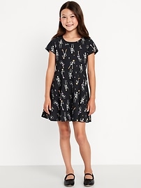 Image number 1 showing, Printed Short-Sleeve Fit and Flare Dress for Girls