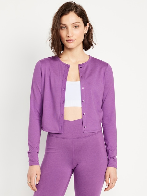 CloudComfy Cropped Cardigan - Lilac Sunset