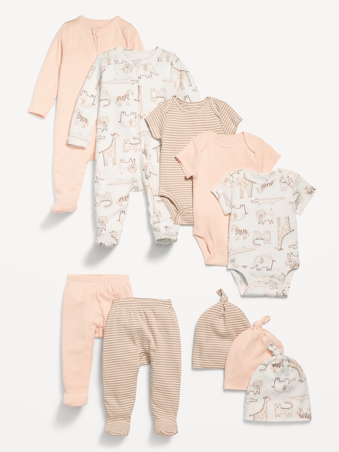 Unisex 10-Piece Layette Set for Baby - Safari Brown