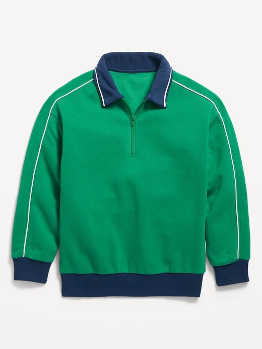 Image number 2 showing, Collared Quarter-Zip Fleece Sweatshirt for Boys