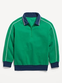 Image number 2 showing, Collared Quarter-Zip Fleece Sweatshirt for Boys