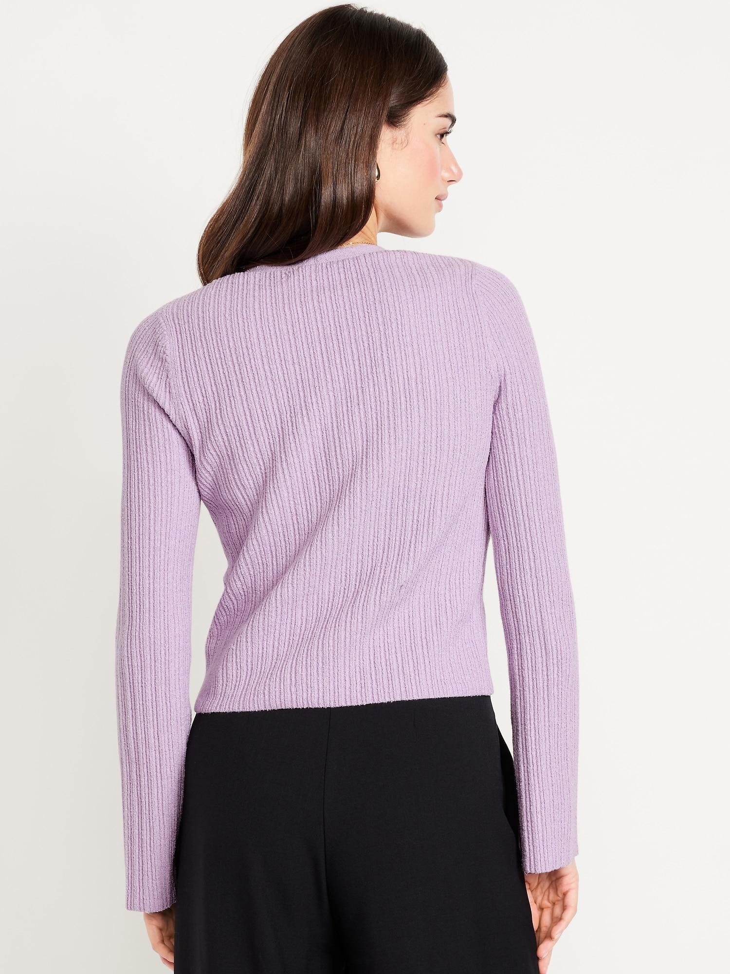 Textured Bouclé Button-Down Sweater