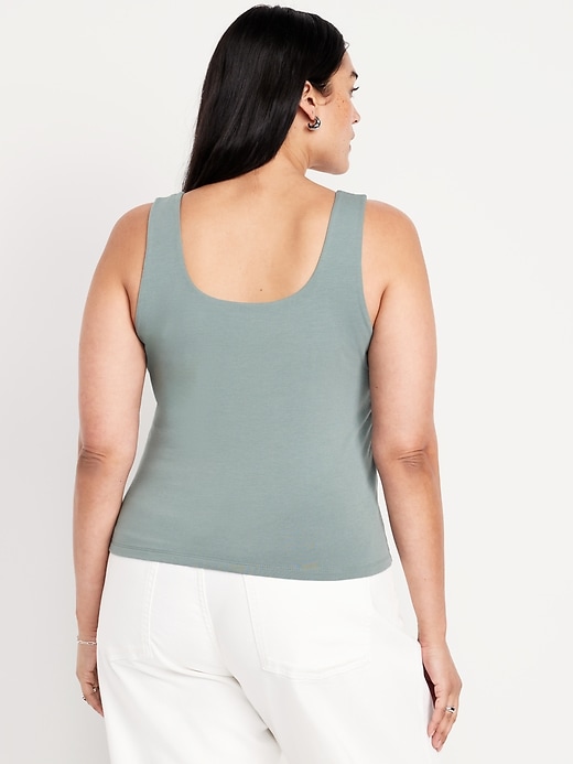Image number 7 showing, Fitted Double-Layer Scoop-Neck Tank Top