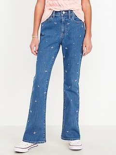 High-Waisted Embroidered Flare-Leg Jeans for Girls