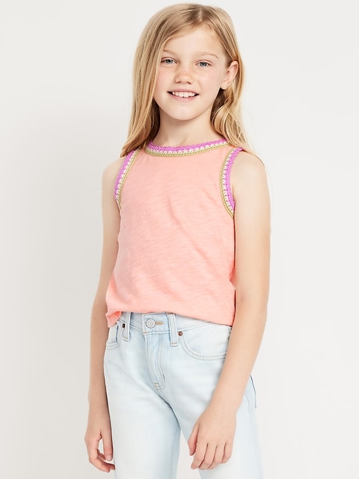 Image number 1 showing, Sleeveless Crochet-Trim Top for Girls