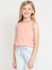 Image number 1 showing, Sleeveless Crochet-Trim Top for Girls