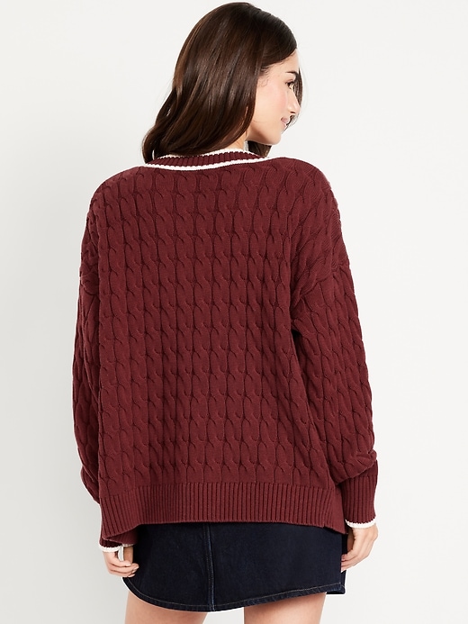 Image number 2 showing, Slouchy Cable-Knit Cardigan Sweater