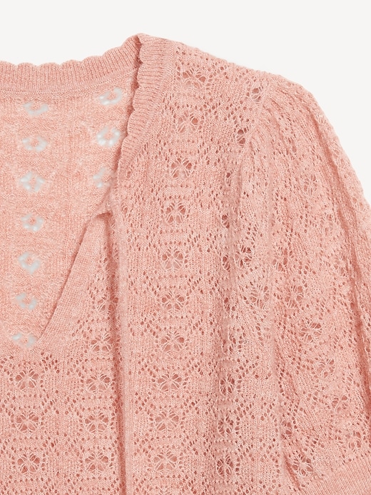 Image number 4 showing, Wool-Blend Puff-Sleeve Tie-Neck Sweater