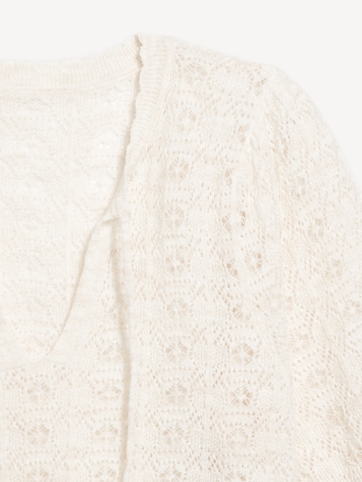 Image number 5 showing, Wool-Blend Puff-Sleeve Tie-Neck Sweater