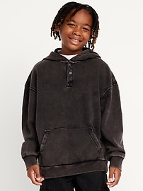 Image number 1 showing, Oversized Fleece Henley Hoodie for Boys