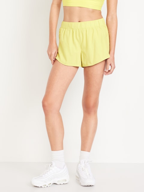 Mid-Rise StretchTech Run Shorts -- 3-inch inseam - Peridot