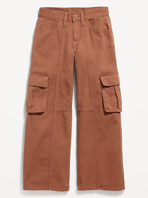 Image number 1 showing, Super Baggy Wide-Leg Cargo Twill Pants for Girls