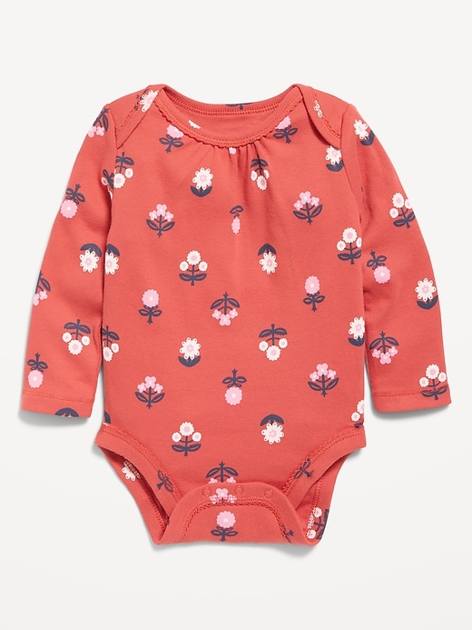 Image number 1 showing, Printed Long-Sleeve Bodysuit for Baby