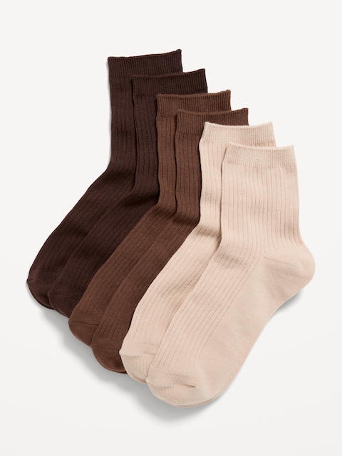 Novelty Quarter Crew Socks 3-Pack for Women - Multi Natural