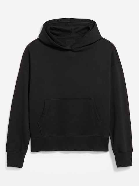 Oversized Cropped Hoodie - Black Jack