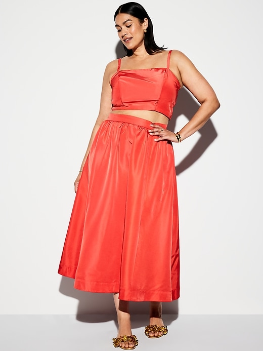 Image number 9 showing, The Occasion by Old Navy High-Waisted Taffeta Midi Skirt