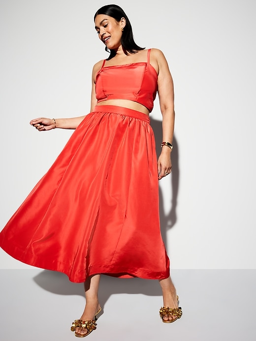 Image number 3 showing, The Occasion by Old Navy High-Waisted Taffeta Midi Skirt