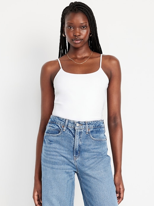 Image number 1 showing, Fitted Double-Layer Cropped Cami Top